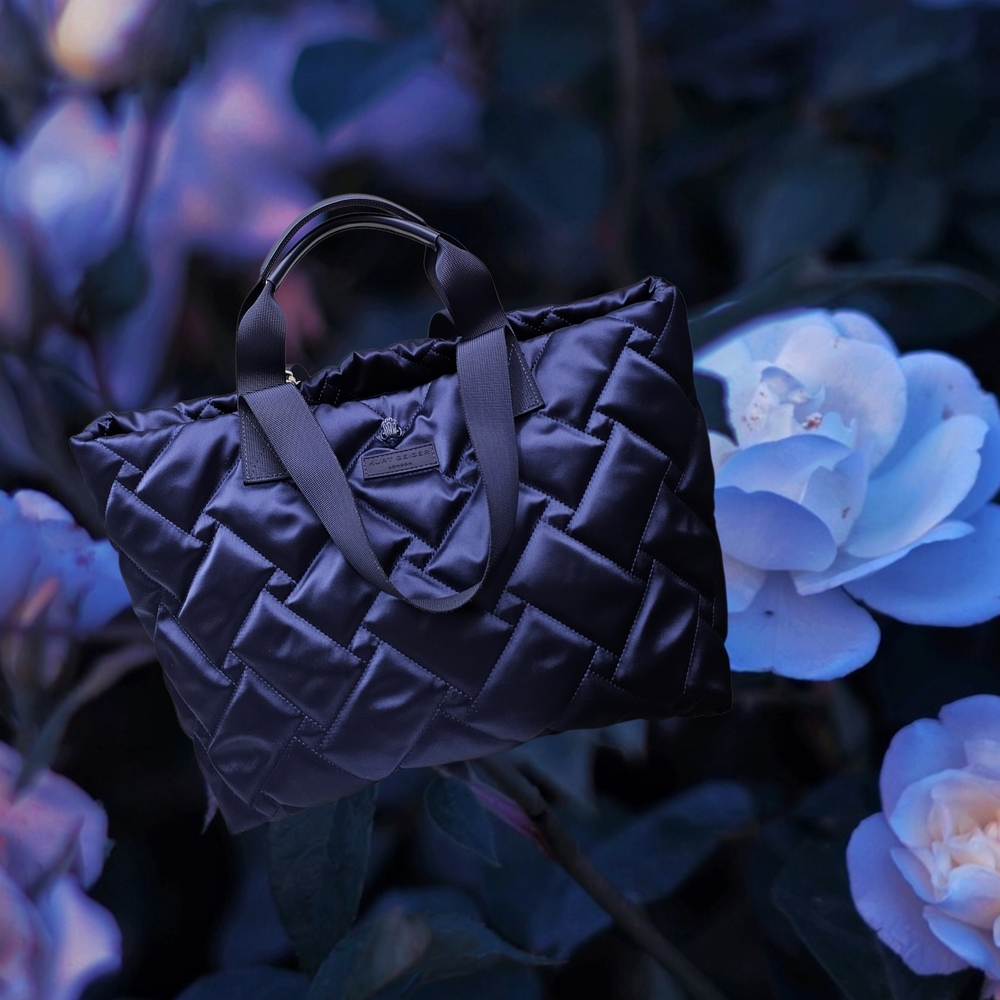 NWT KURT GEIGER LONDON BLUE QUILTED RECYCLED NYLON TOTE BAG